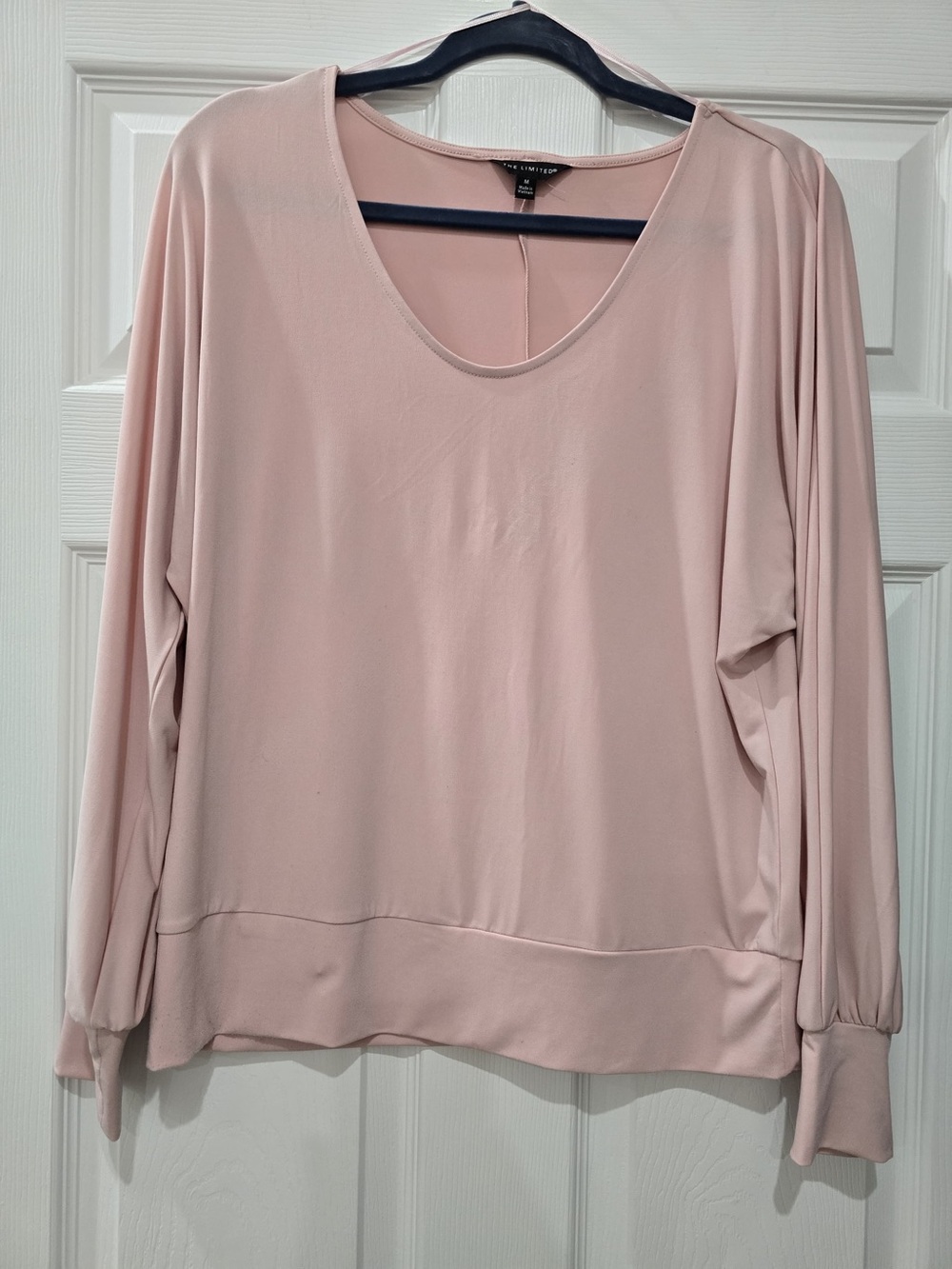 Ann Taylor Relaxed Long-Sleeve Scoop Neck Top - Blush Pink Size M